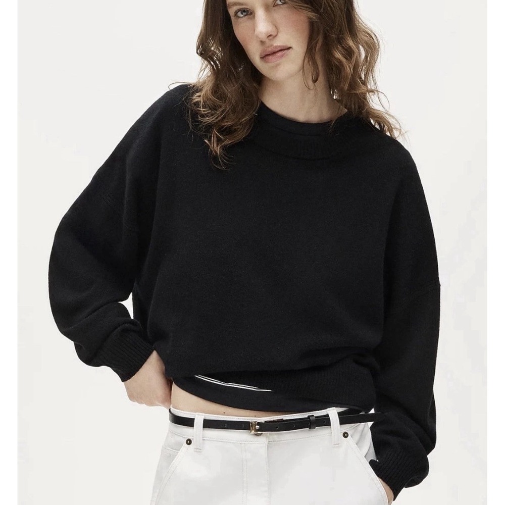 J.Crew Cashmere Black Sweater NWT Brushed Blouson Sleeve Pullover CT389 XL